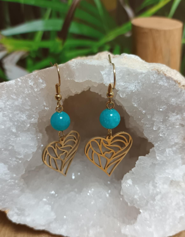 Boucles d'oreilles en amazonite du Pérou