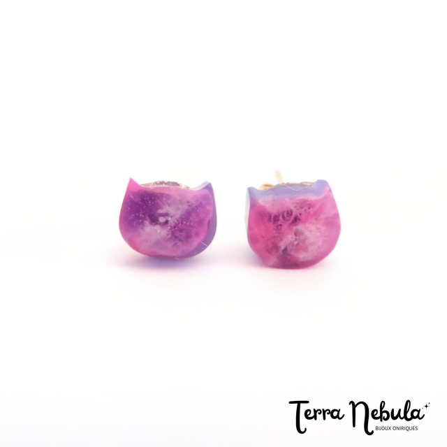 Boucles d&#039;oreilles P&#039;tites puces Chat Violet | BO002