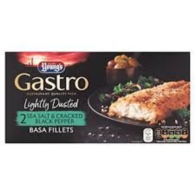 Young's Gastro 2 Sea Salt &amp; Cracked Black Pepper Basa Fillets 310g