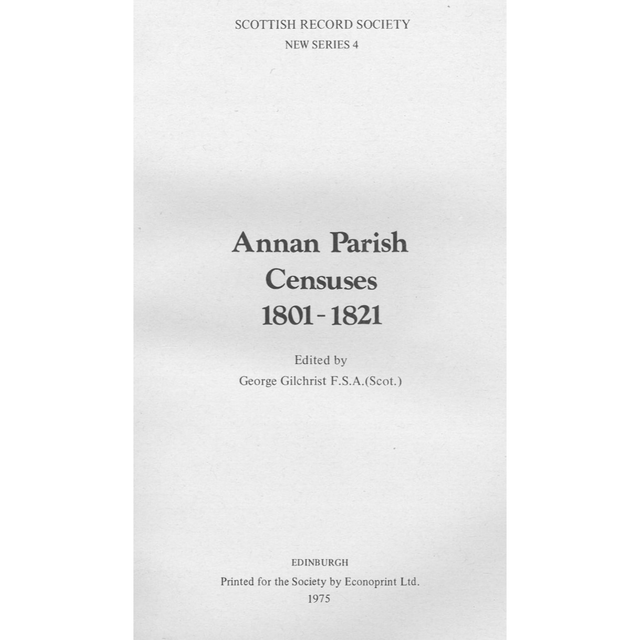 Early Annan, Dumfriesshire Census Indices for 1801-1821
