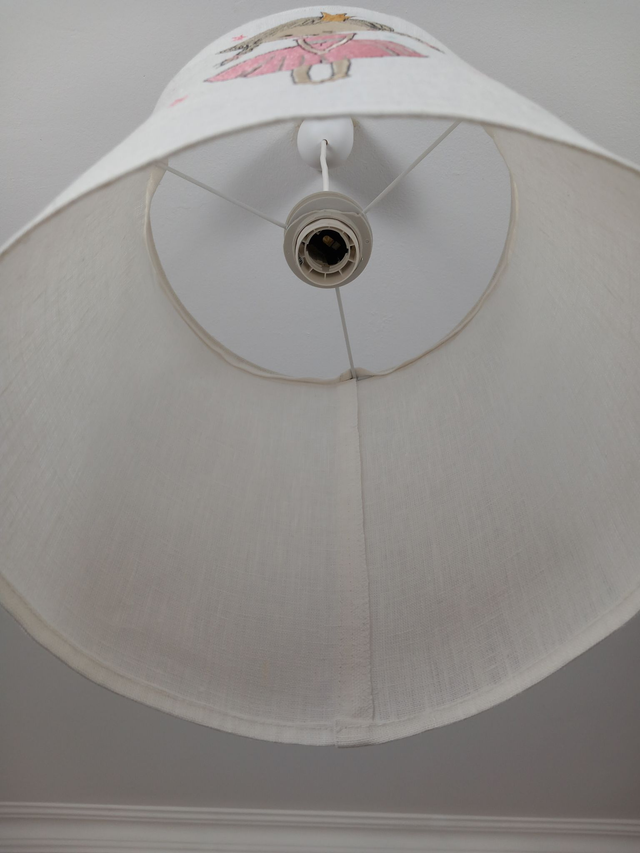 Abat-jour plafonnier en lin brodé Princesse diamètre 25 cm