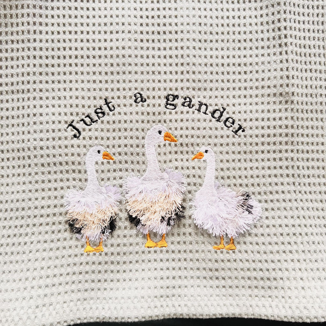 Embroidered tea towel - Just a Gander