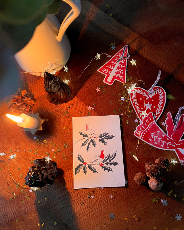 Carte postale, Les rouge-gorges