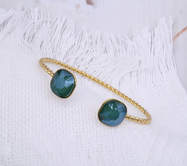 Jonc tressé pierre or