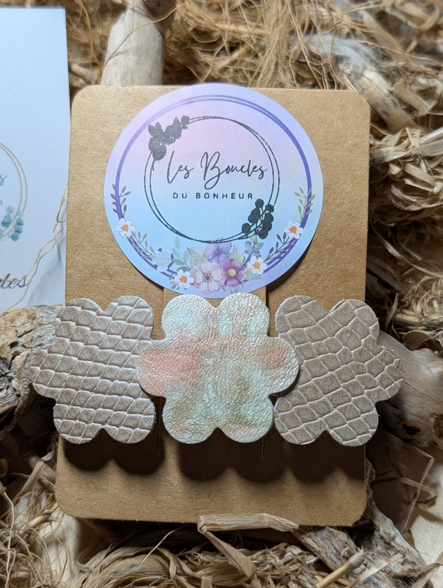 Barrette beige rose pâle b013