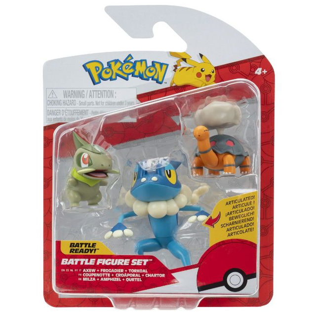 Pokémon Battle Figure Set: Axew + Frogadier + Torkoal