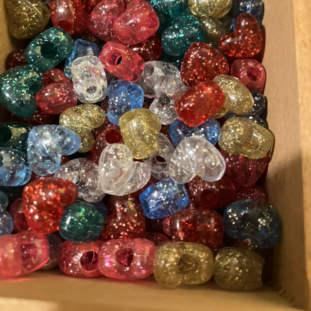 Glitter Heart Beads