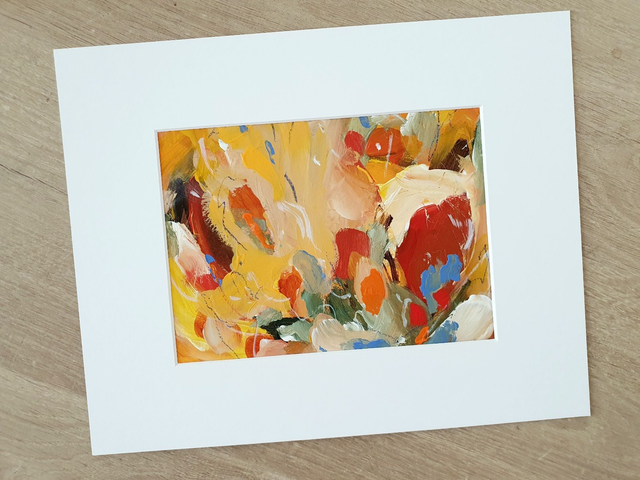 Autumn ochre - Origineel schilderij, acrylverf op papier, incl. wit passepartout