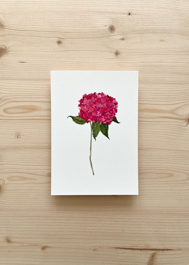 Affiche aquarelle A5 - Fleur rose minimaliste 