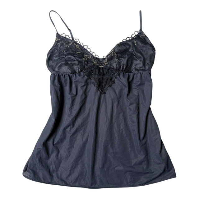 coquette navy blue and gold floral embroidered cups cami