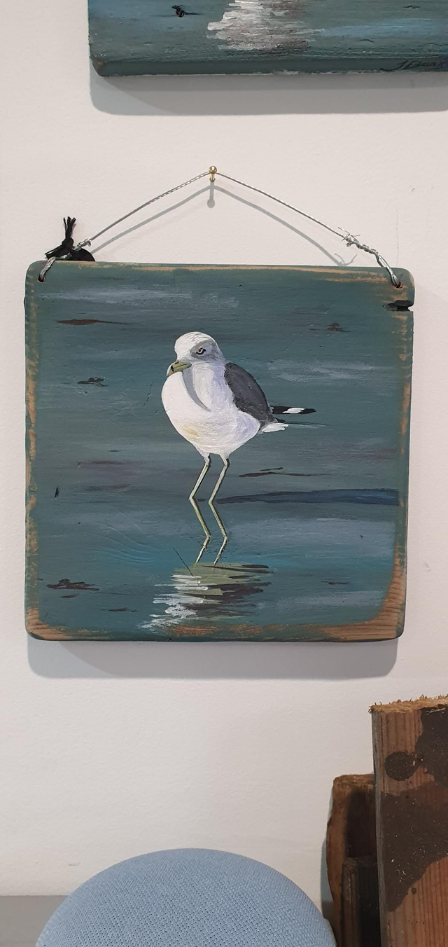 #5 Seagull Drift Wood Painting