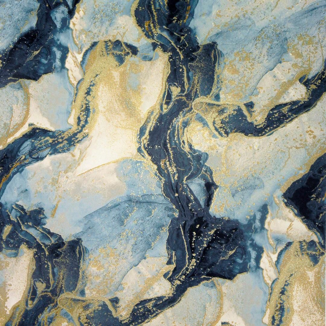 Abstract Marble- Teal/ Gold