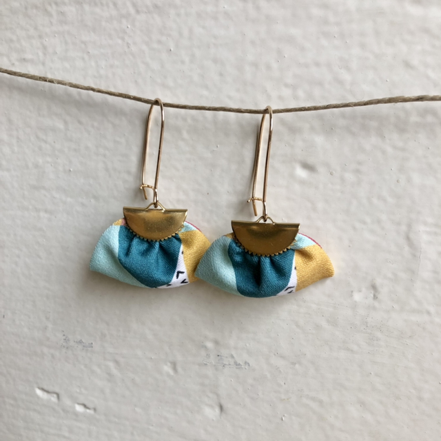 Boucles d&#039;oreilles - DORMEUSES BAUHAUS - vert et jaune