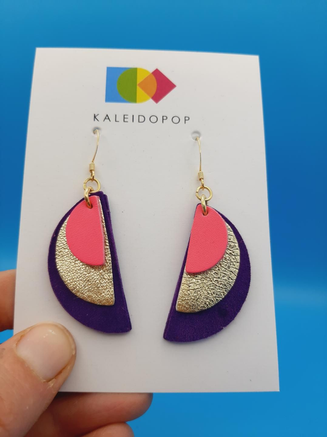 Semi-circle earrings  - pink / violet