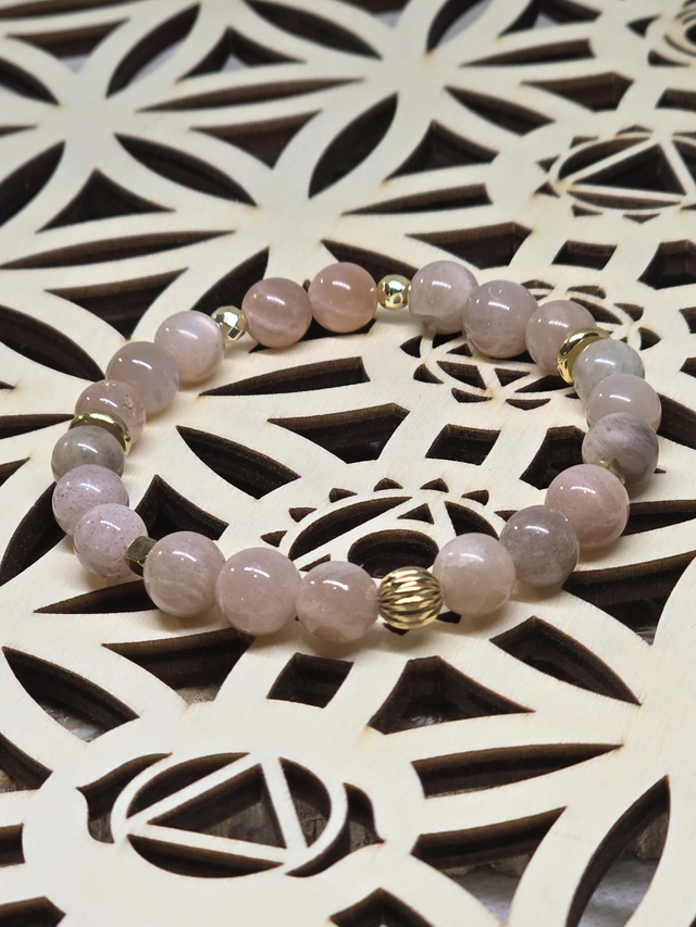 Bracelet Pierre de lune orangée 0,8 cm