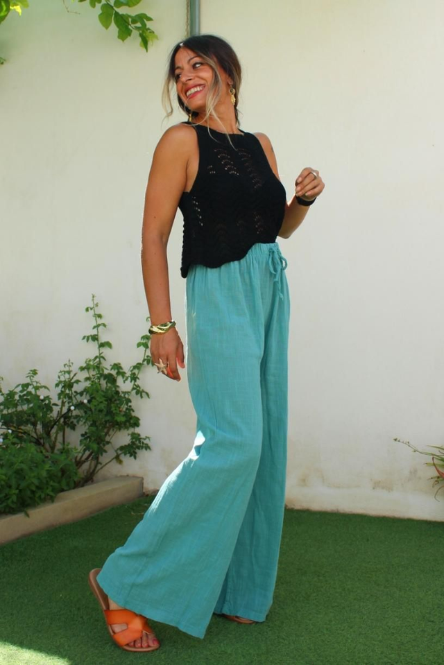 Pantalon Lino Verdoso
