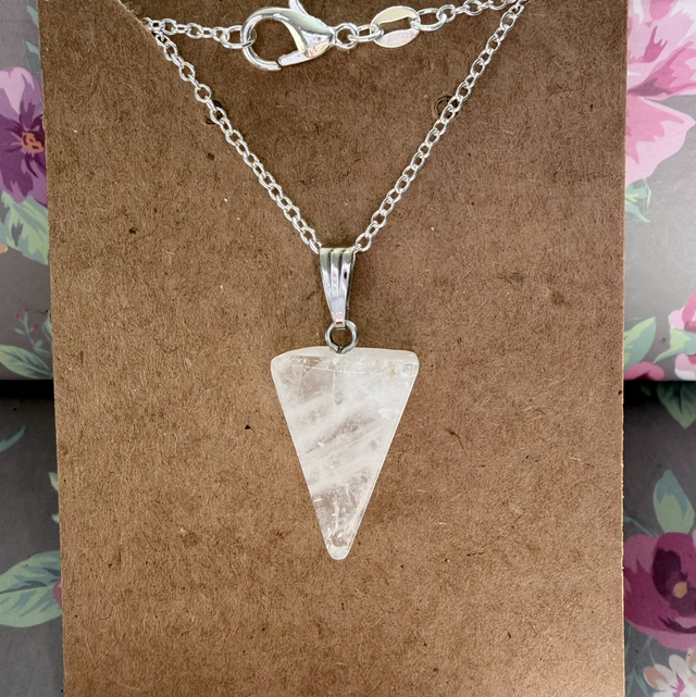 Clear Quartz necklace 18” silver plated chain 