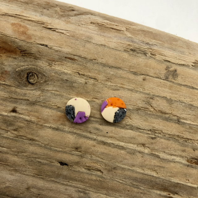 Orange and purple studs