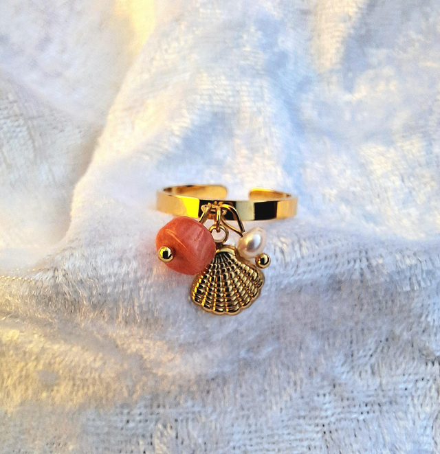 Inga- Bague ajustable coquillage et pierre