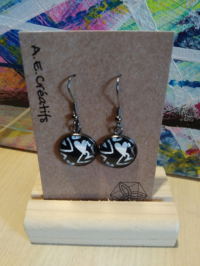 Boucles D&#039;oreilles Cabochons Coeur 