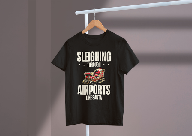 Sleighing through airports like Santa!, Travel Humor, Holiday. Schlittenfahren durch Flughäfen wie Santa!, Reisehumor, Urlaub