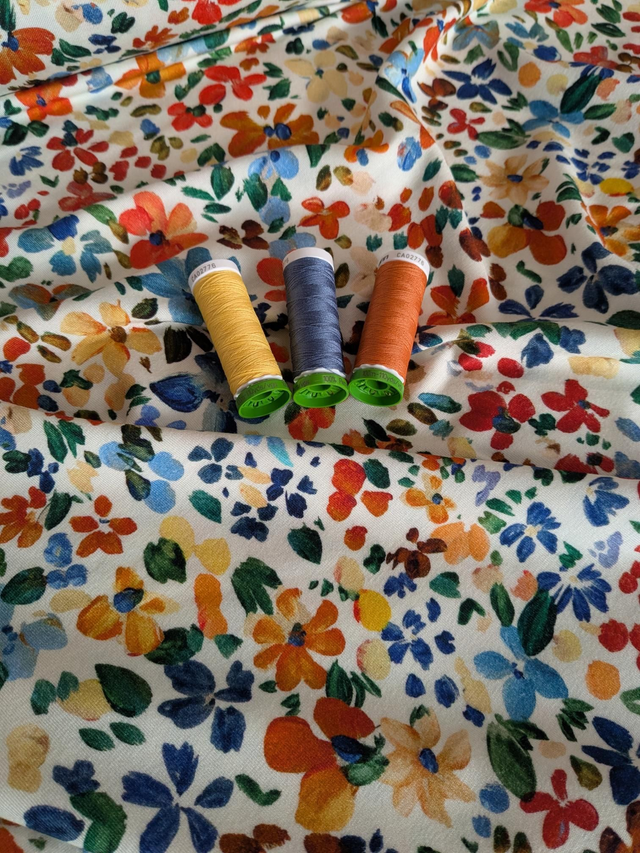 Ivory Painterly Floral Viscose Jersey