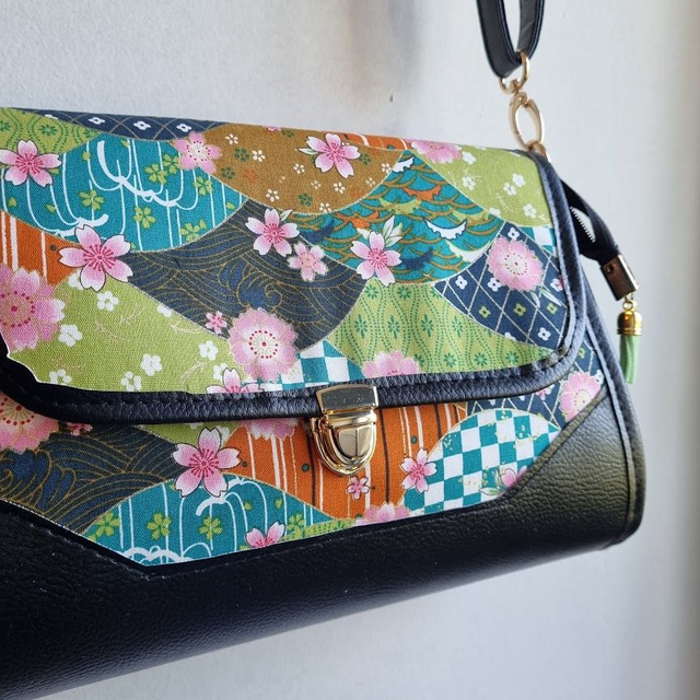 Sac cartable fermeture zippée &quot;Fanny&quot; vert simili cuir noir