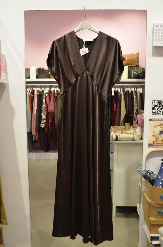 Vestido Largo Seda Pico