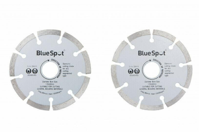 BlueSpot 115mm (4.5&quot;) Segmented Diamond Dry Cutting Disc - Pack of 2
