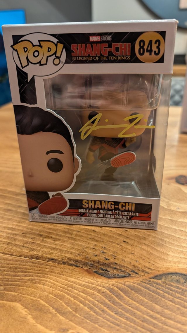 Funko Pop Marvel Shang-Chi 844 Signed by Simu Lou with Beckett Witnessed Authentication