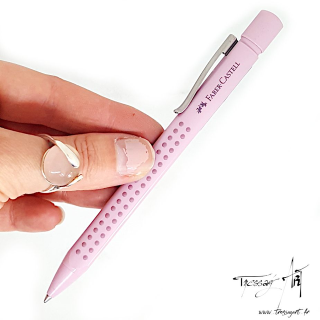 FABER CASTELL - STYLO BILLE ENCRE BLEUE - ROSE - FB085