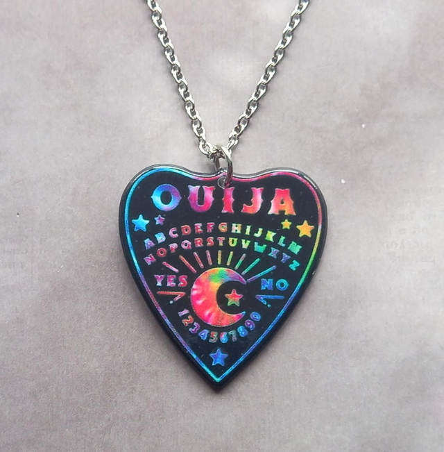 Black Rainbow Planchette Necklace 