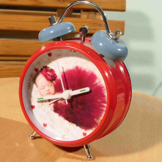 SVEGLIA IN METALLO CON FOTO PERSONALIZZATA diametro CM 8