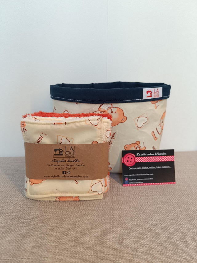 Panière et ses cotons oursons 