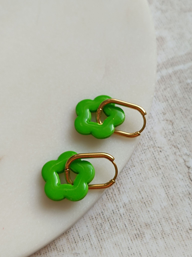 Boucles d'oreilles interchangeables Marguerite (créoles + breloques)