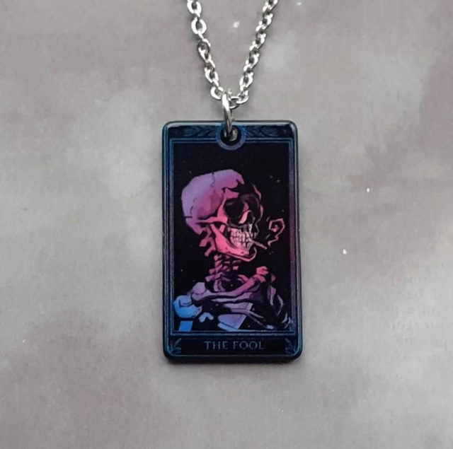 The Fool Tarot Card Necklace (Pink and Blue)