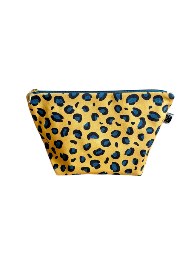 Trousse de toilette - tissu intérieur imperméable - LEOPARD jaune
