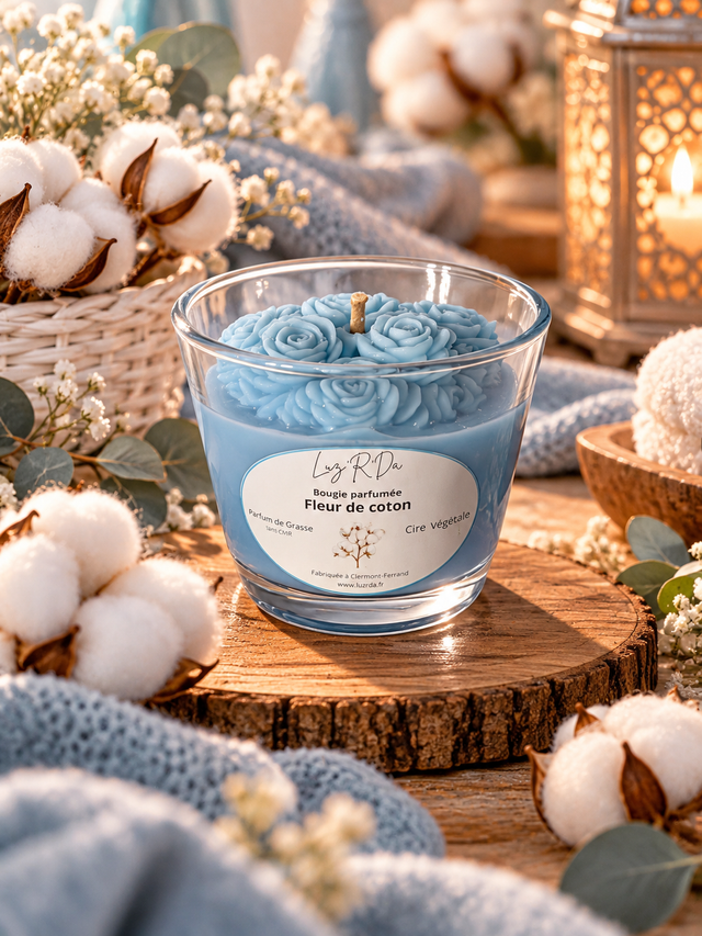 Bougie Déco - 80 grammes - "Fleur de coton"