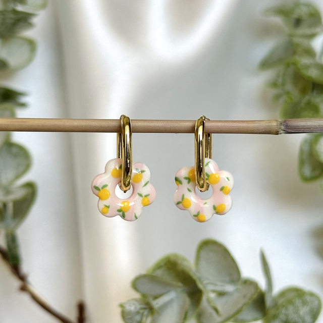 Les citrons en petites fleurs fond rayé (sans créoles)