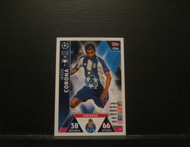 Jesus Corona - UEFA Champions League Match Attax 2018/19 Original Trading Card #359