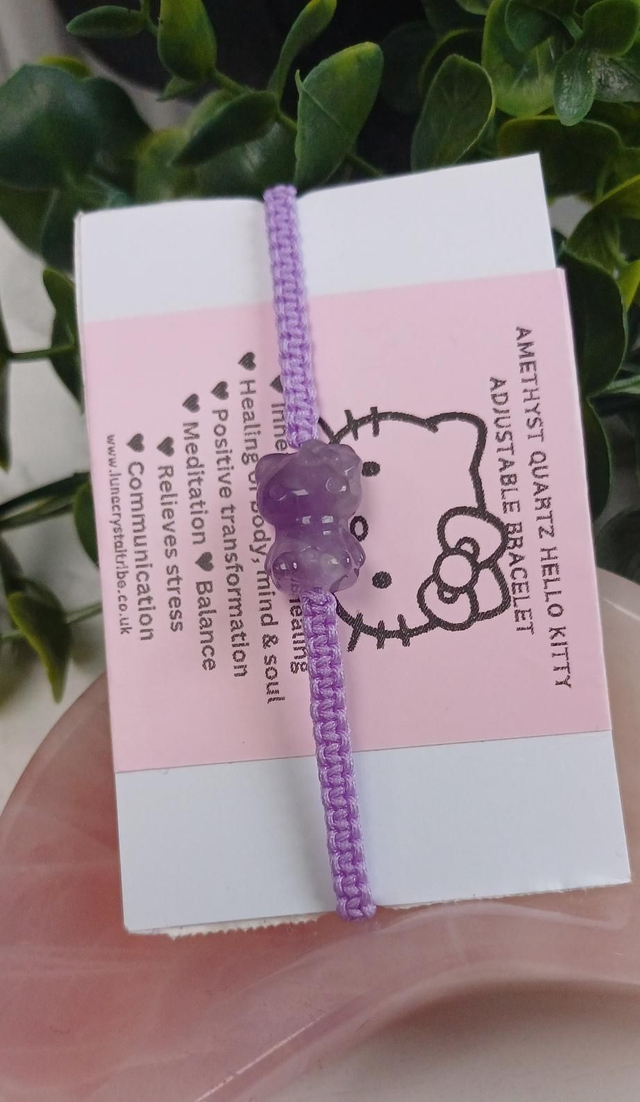 Amethyst Hello Kitty Adjustable Bracelet