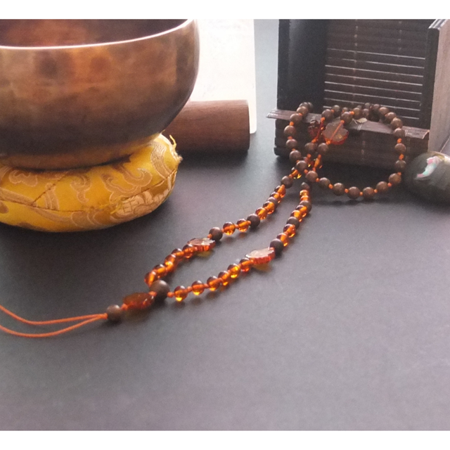 Mala Beads - Baltic Amber and Agar Wood