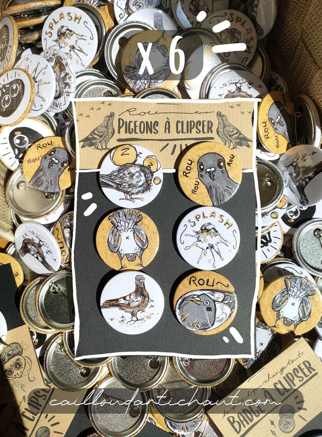 Badges pigeons X6 (collection complète)