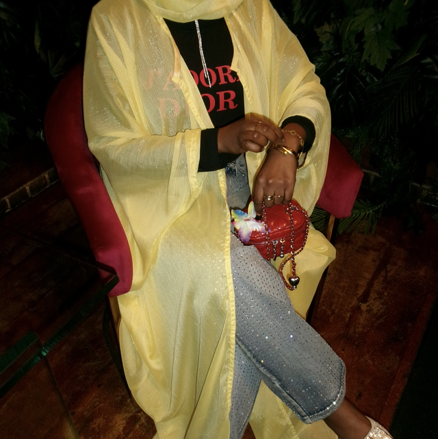 Yellow Crinkle Abaya