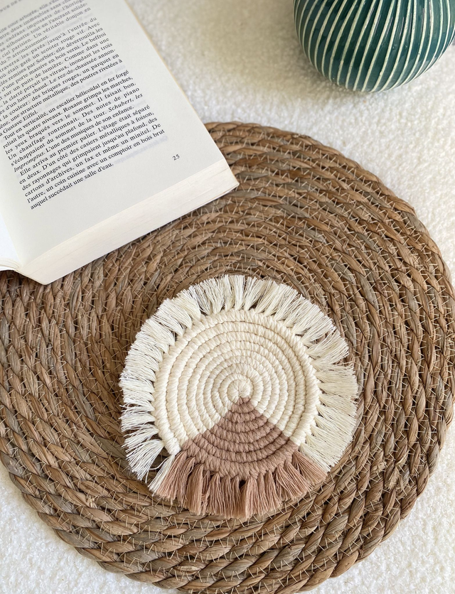 Dessous de verre collection Linaé – Blanc et rose poudré