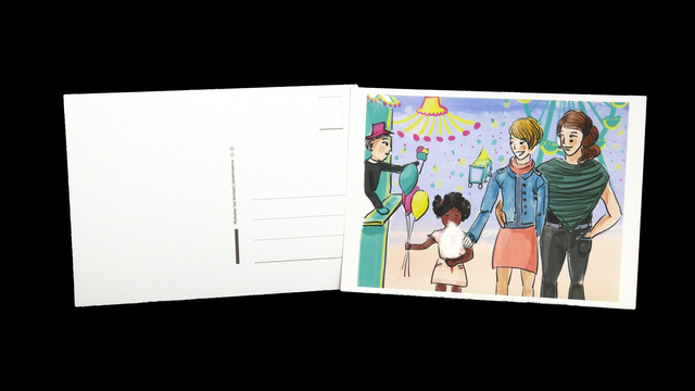 Postkarte. Bunt DIN A6. "Jahrmarkt"