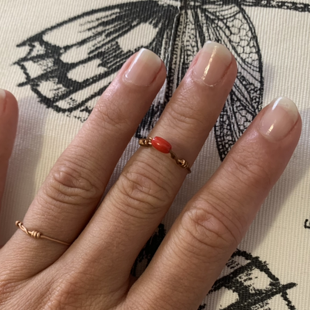 Bague Cuivre et Corail T47