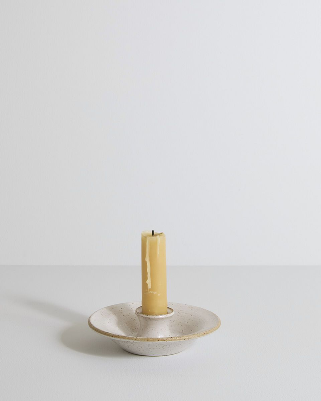 White speckled candle holder