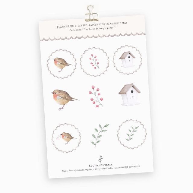 Planche de stickers - Les baies du rouge-gorge 