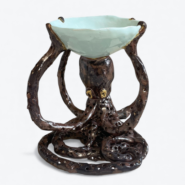 Coupe au poulpe caryatide bronze